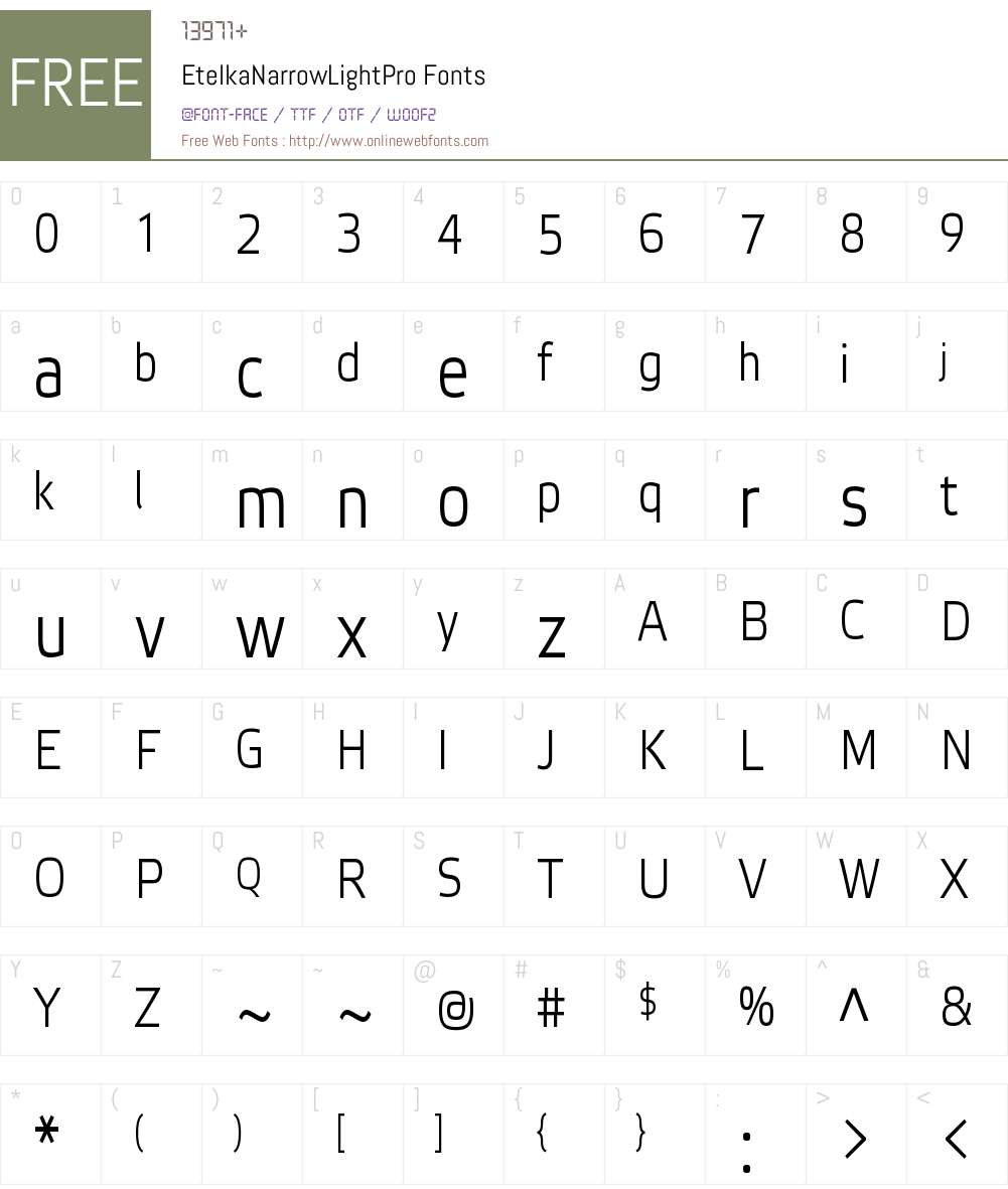 Etelka Narrow Light Pro Font Screenshots