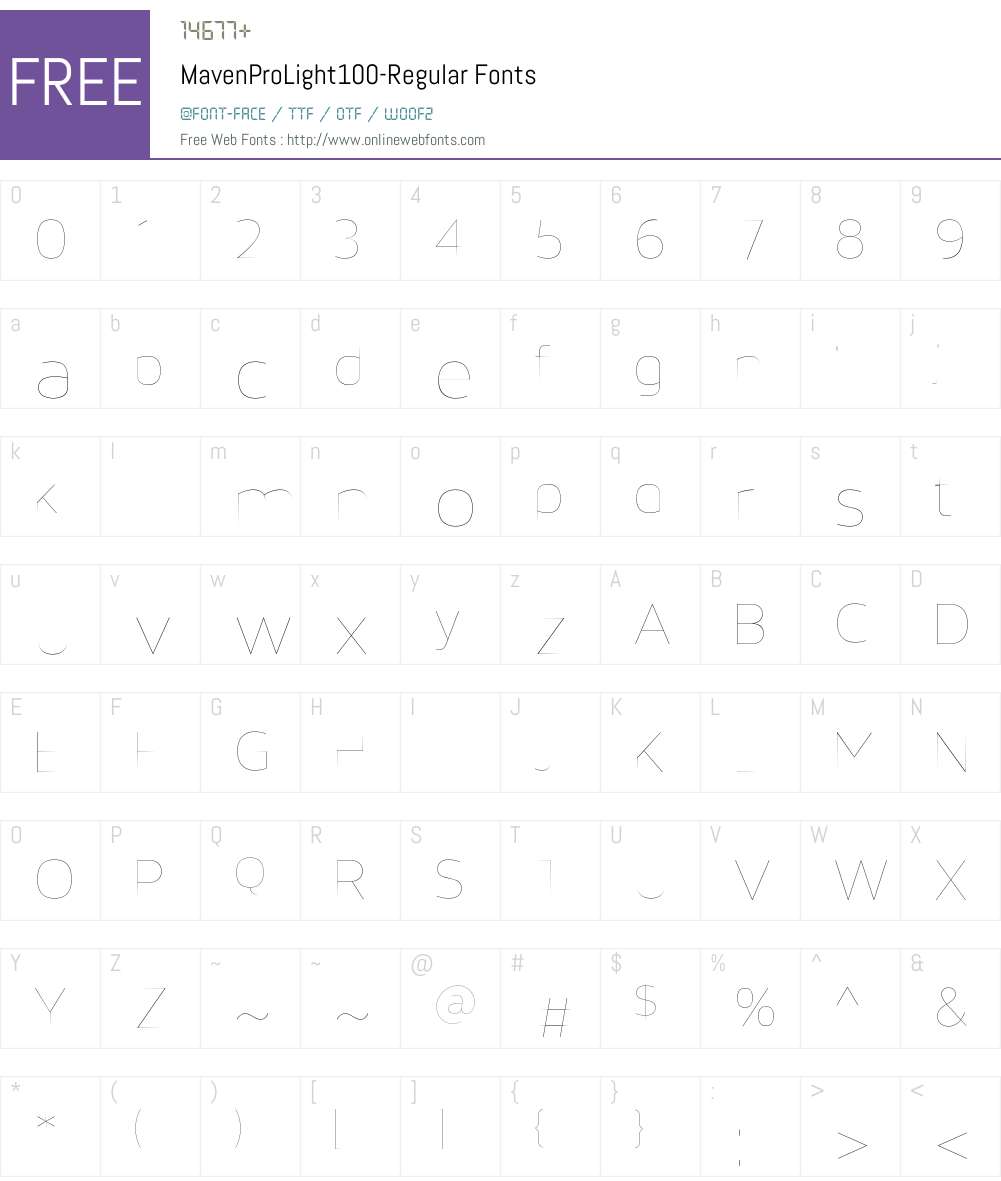 Maven Pro Light 100 Font Screenshots