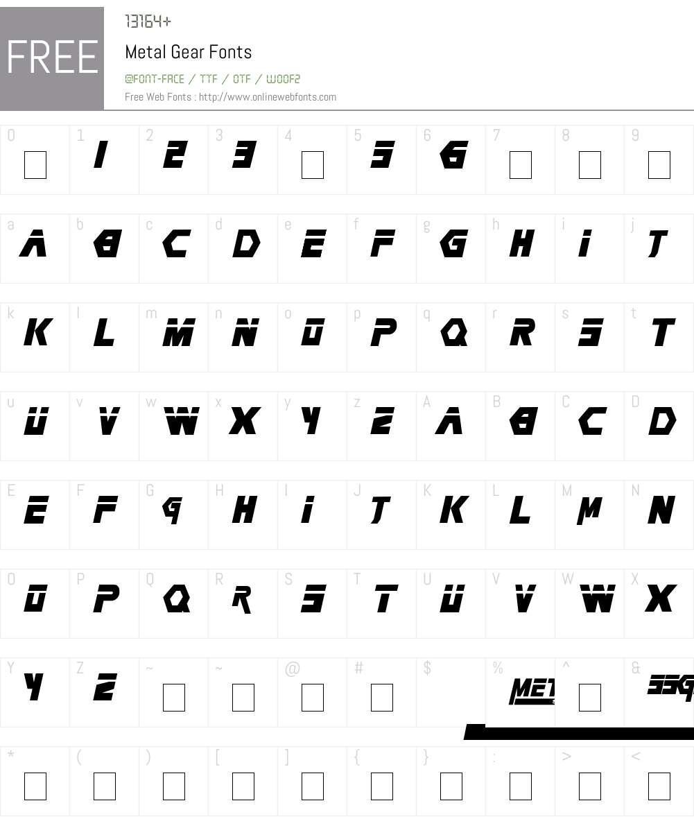 Metal Gear Font Screenshots