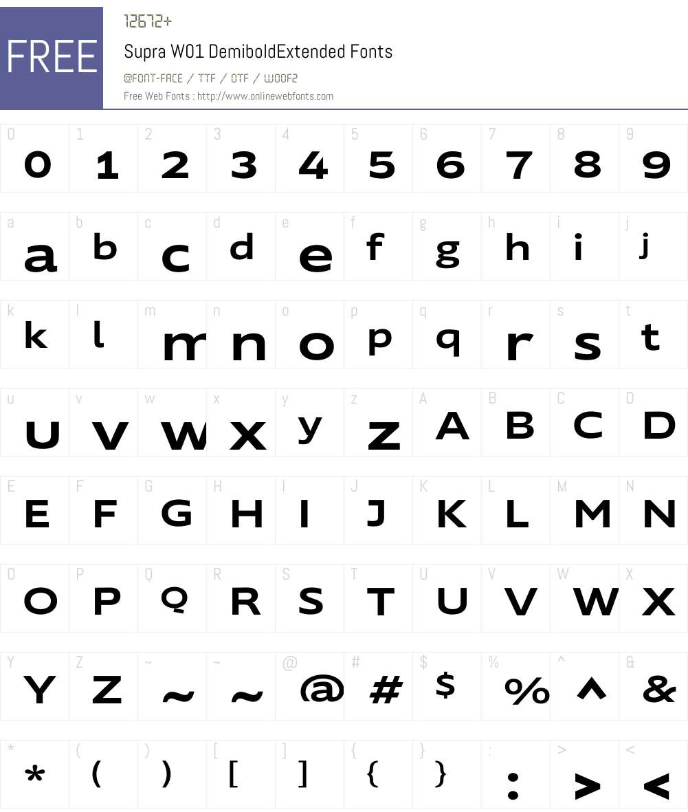 SupraW01-DemiboldExtended Font Screenshots