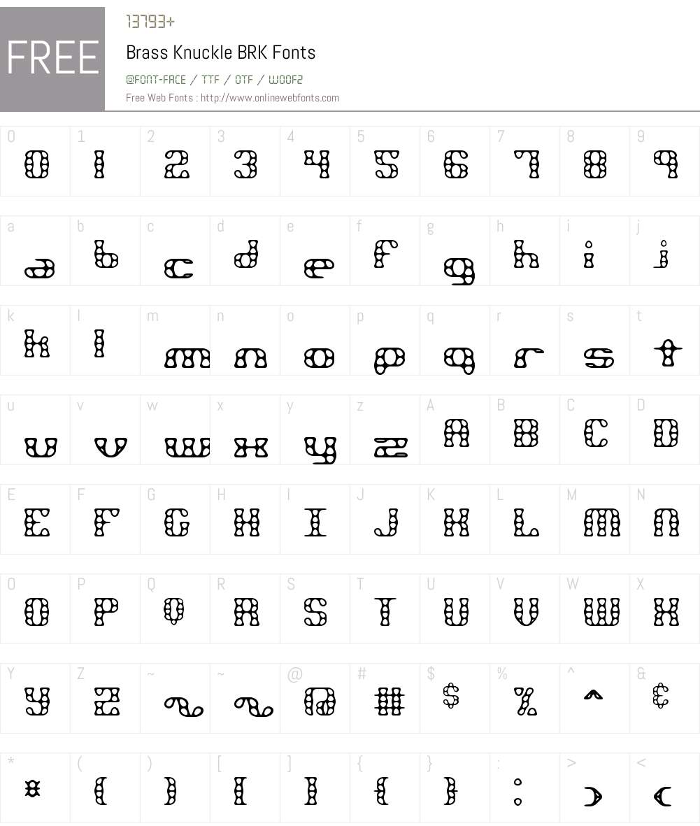 Brass Knuckle BRK Font Screenshots