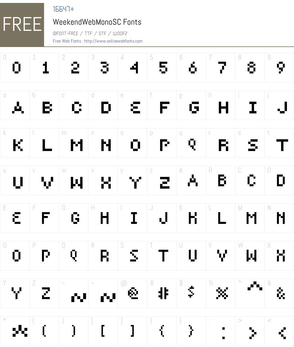 WeekendWebW01-MonoSC Font Screenshots