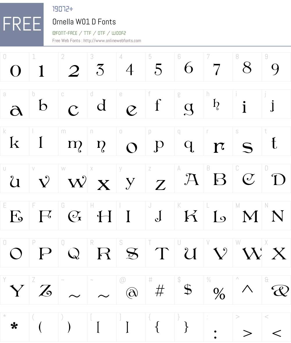 OrnellaW01-D Font Screenshots