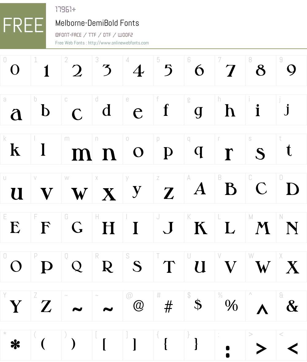 Melborne-DemiBold Font Screenshots