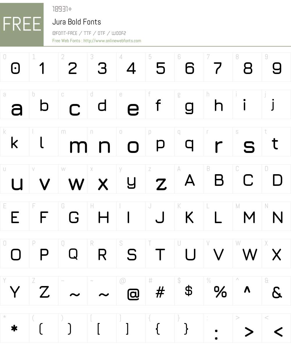 Jura Font Screenshots