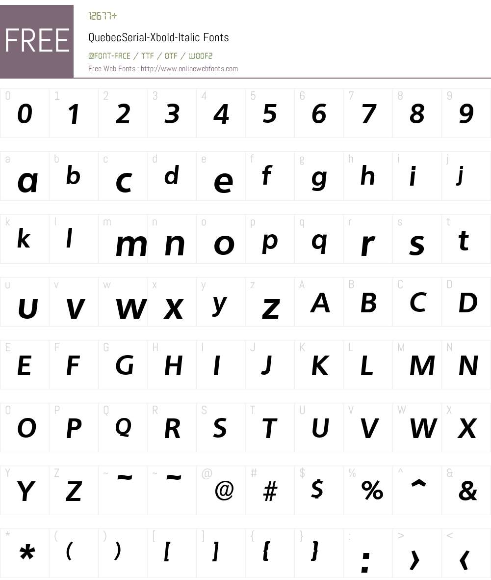 QuebecSerial-Xbold Font Screenshots