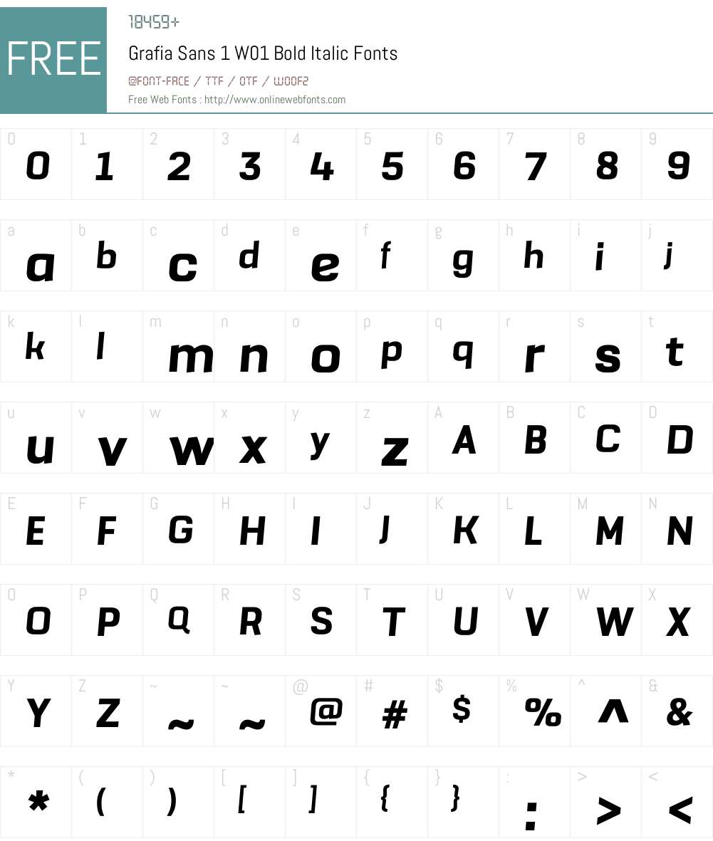 GrafiaSans1W01-BoldItalic Font Screenshots