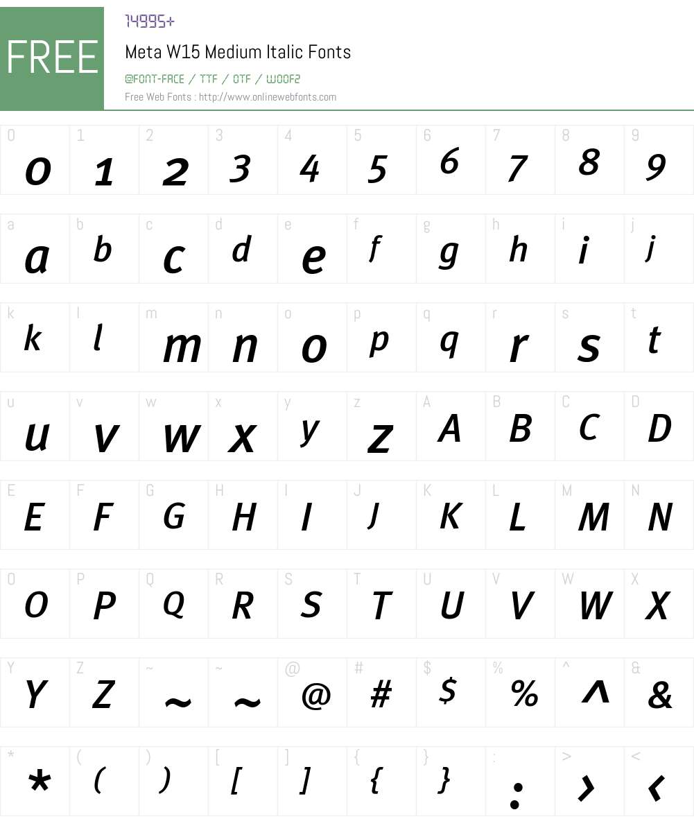Meta W15 Font Screenshots