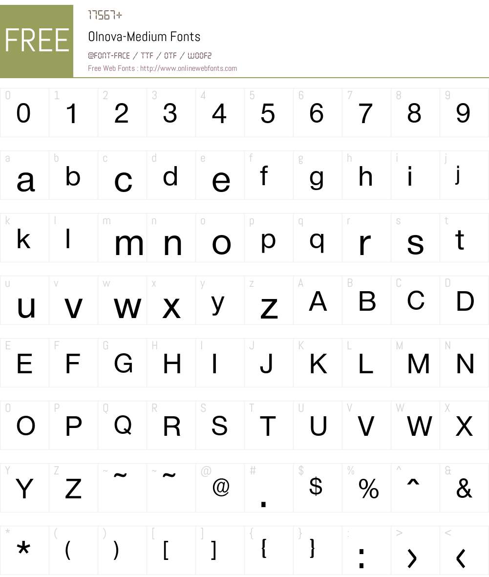 Olnova-Medium Font Screenshots