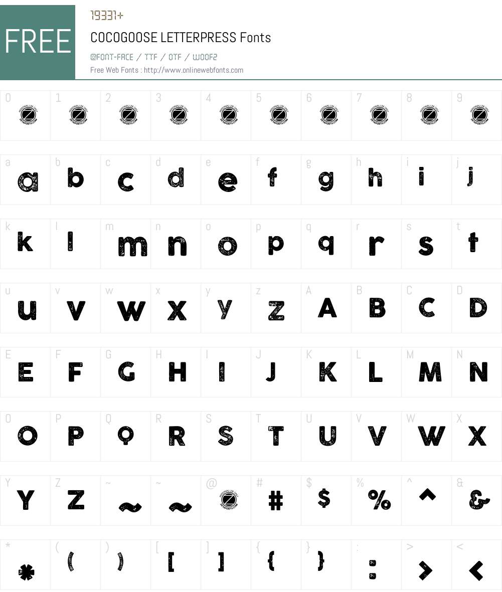 COCOGOOSE LETTERPRESS Font Screenshots