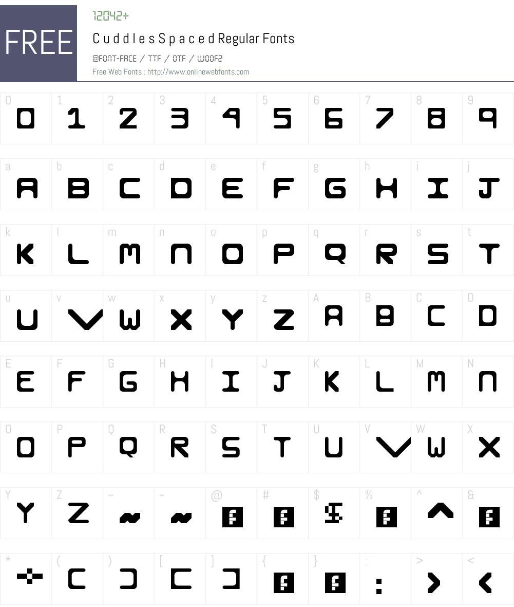 C u d d l e s S p a c e d Font Screenshots