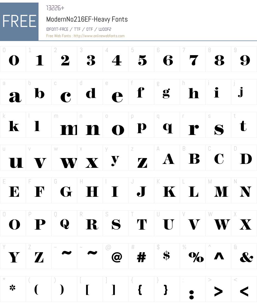 ModernNo216EF Font Screenshots
