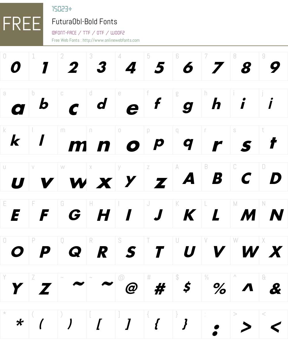 FuturaObl-Bold Font Screenshots