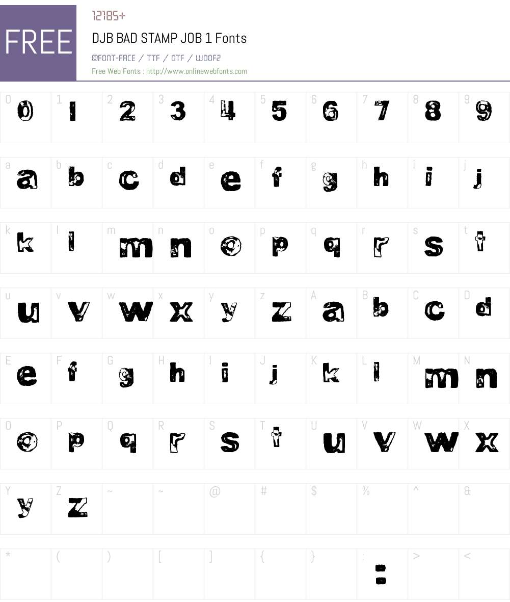 DJB BAD STAMP JOB 1 Font Screenshots