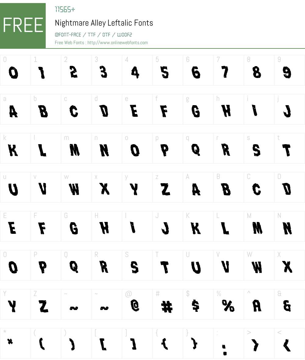 Nightmare Alley Leftalic Font Screenshots