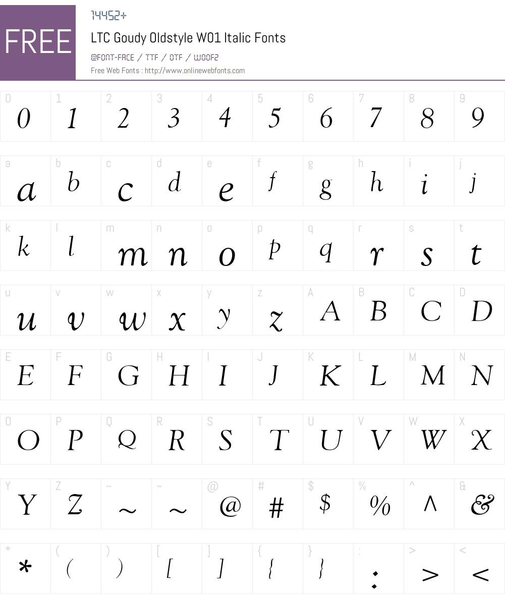 LTCGoudyOldstyleW01-Italic Font Screenshots