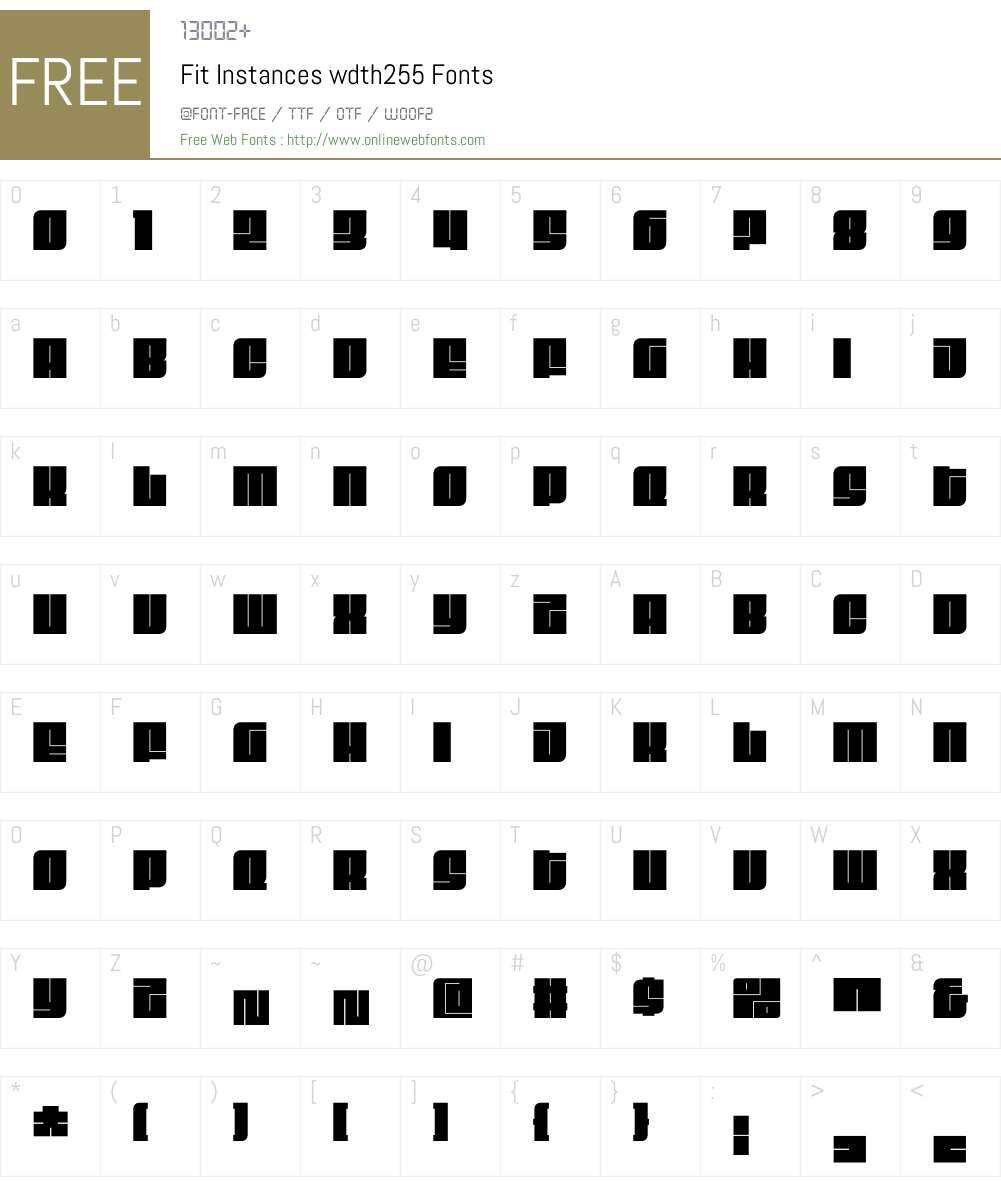 Fit Instances wdth255 Font Screenshots