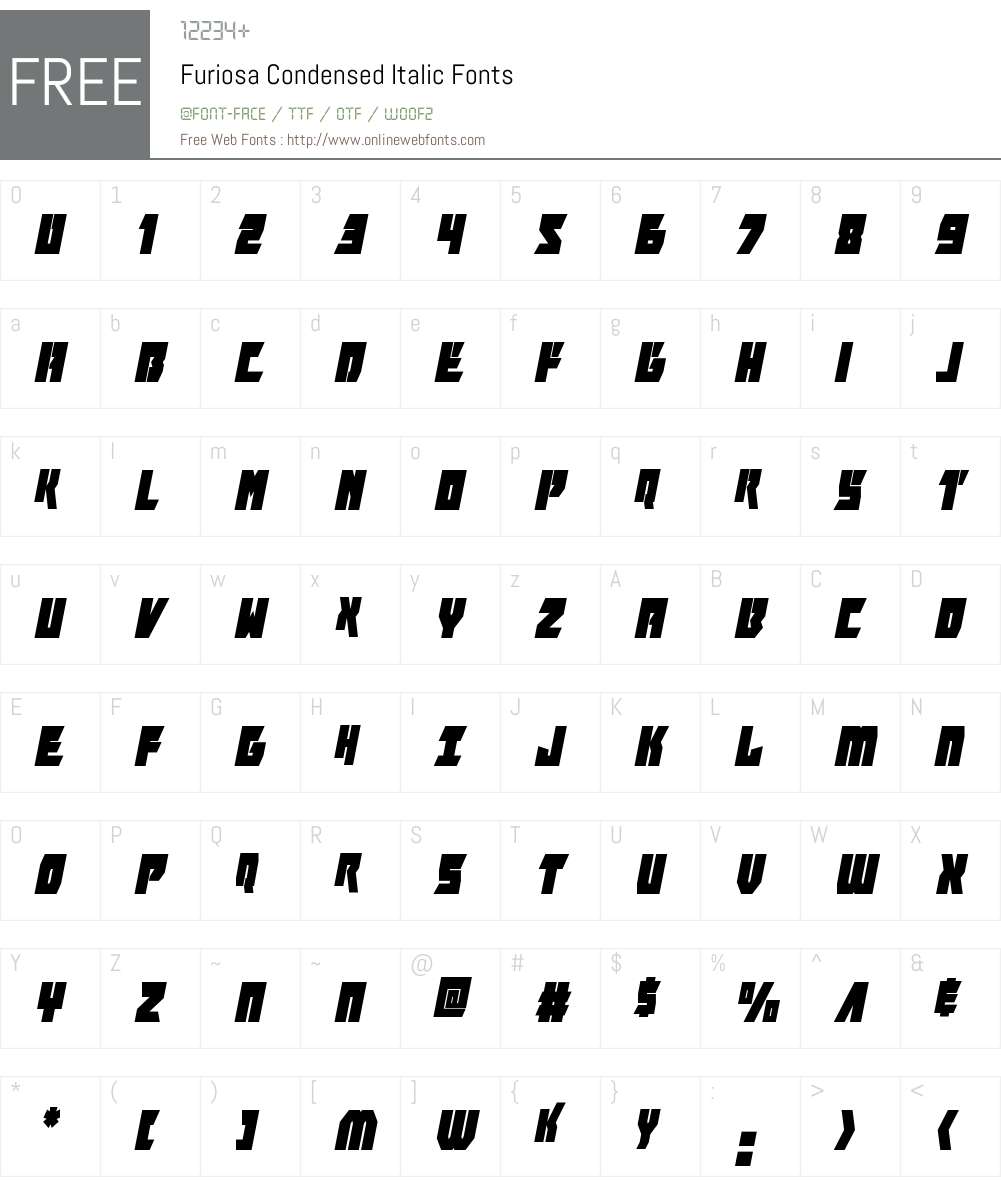 Furiosa Condensed Italic Font Screenshots