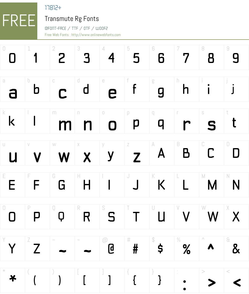 Transmute Font Screenshots