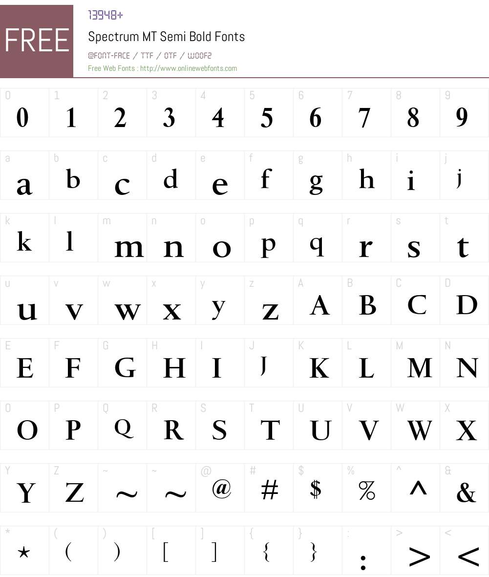 Spectrum MT Font Screenshots