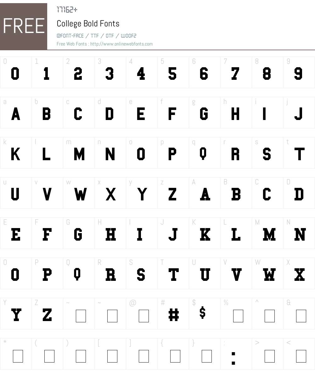 College Font Screenshots