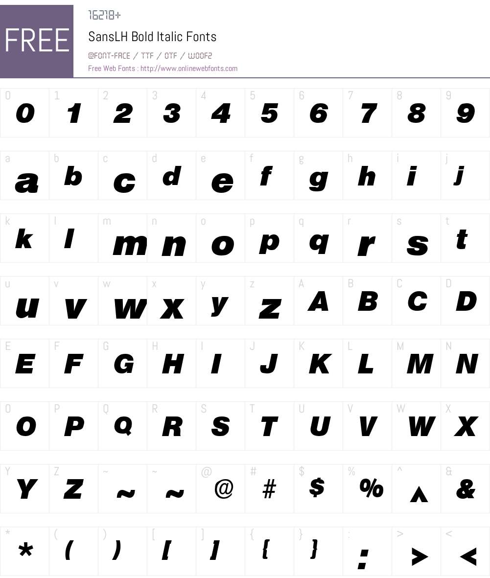 SansLH Font Screenshots