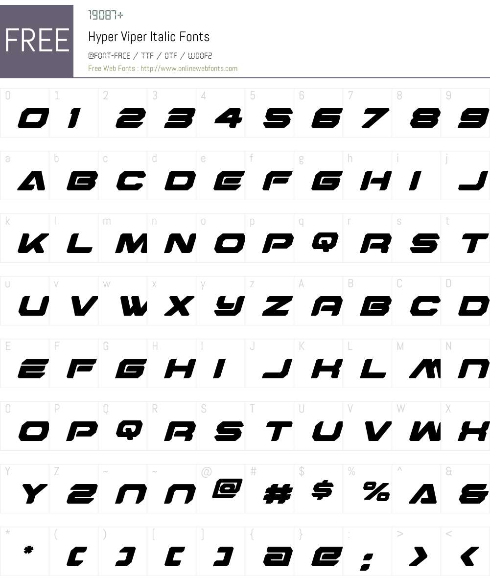 Hyper Viper Italic Font Screenshots