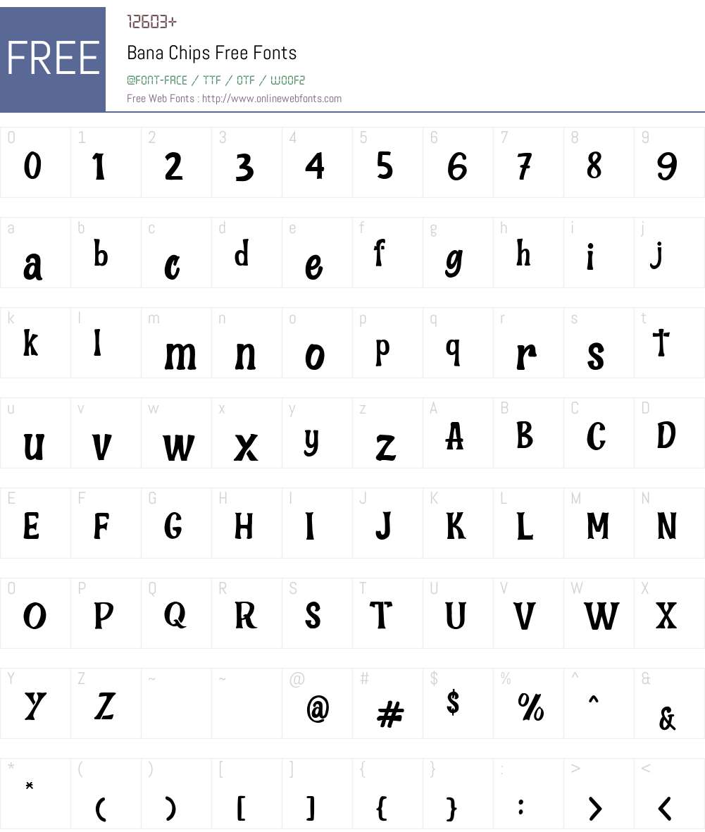 Bana Chips Font Screenshots