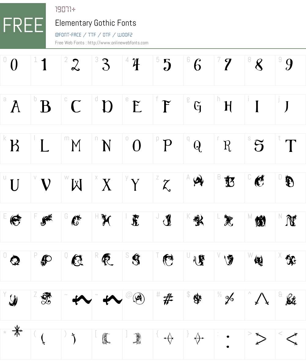 Elementary Gothic Font Screenshots