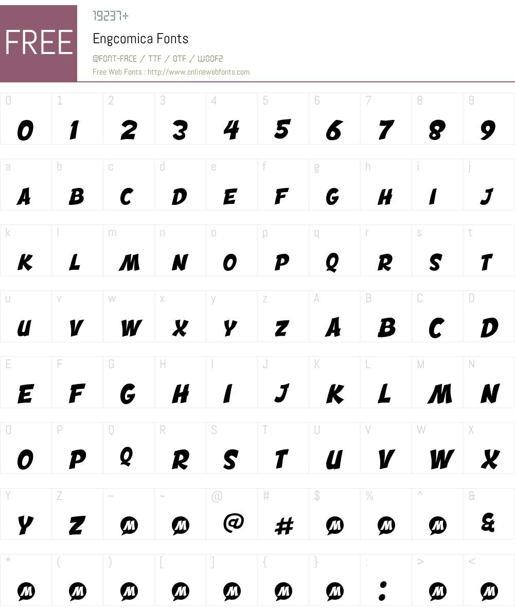 Engcomica Font Screenshots