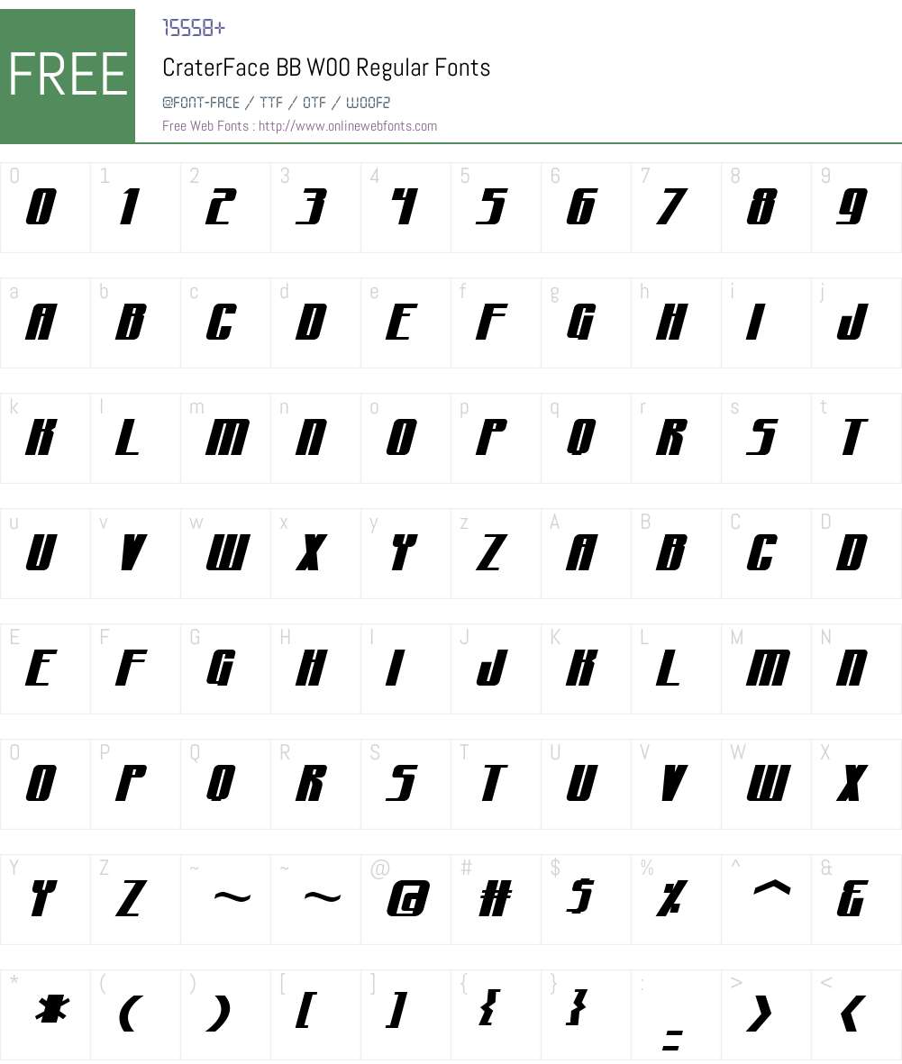 CraterFace BB Font Screenshots