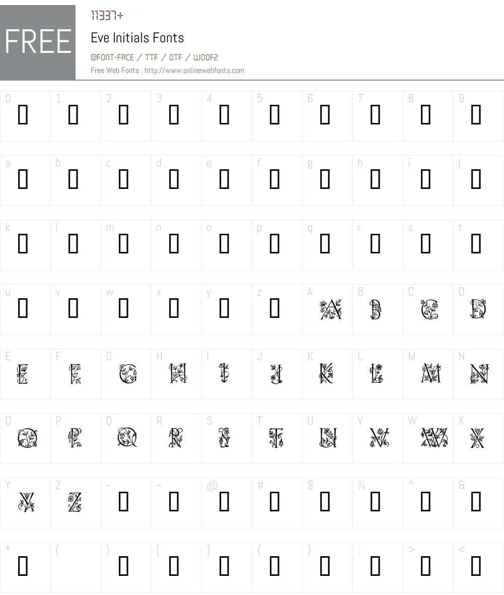 Eve Initials Font Screenshots