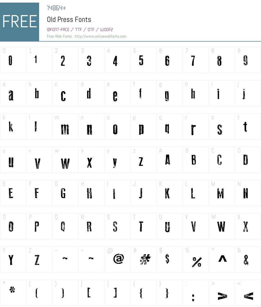 Old Press Font Screenshots
