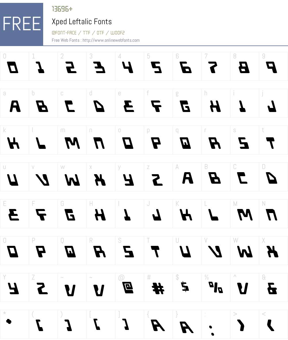 Xped Leftalic Font Screenshots