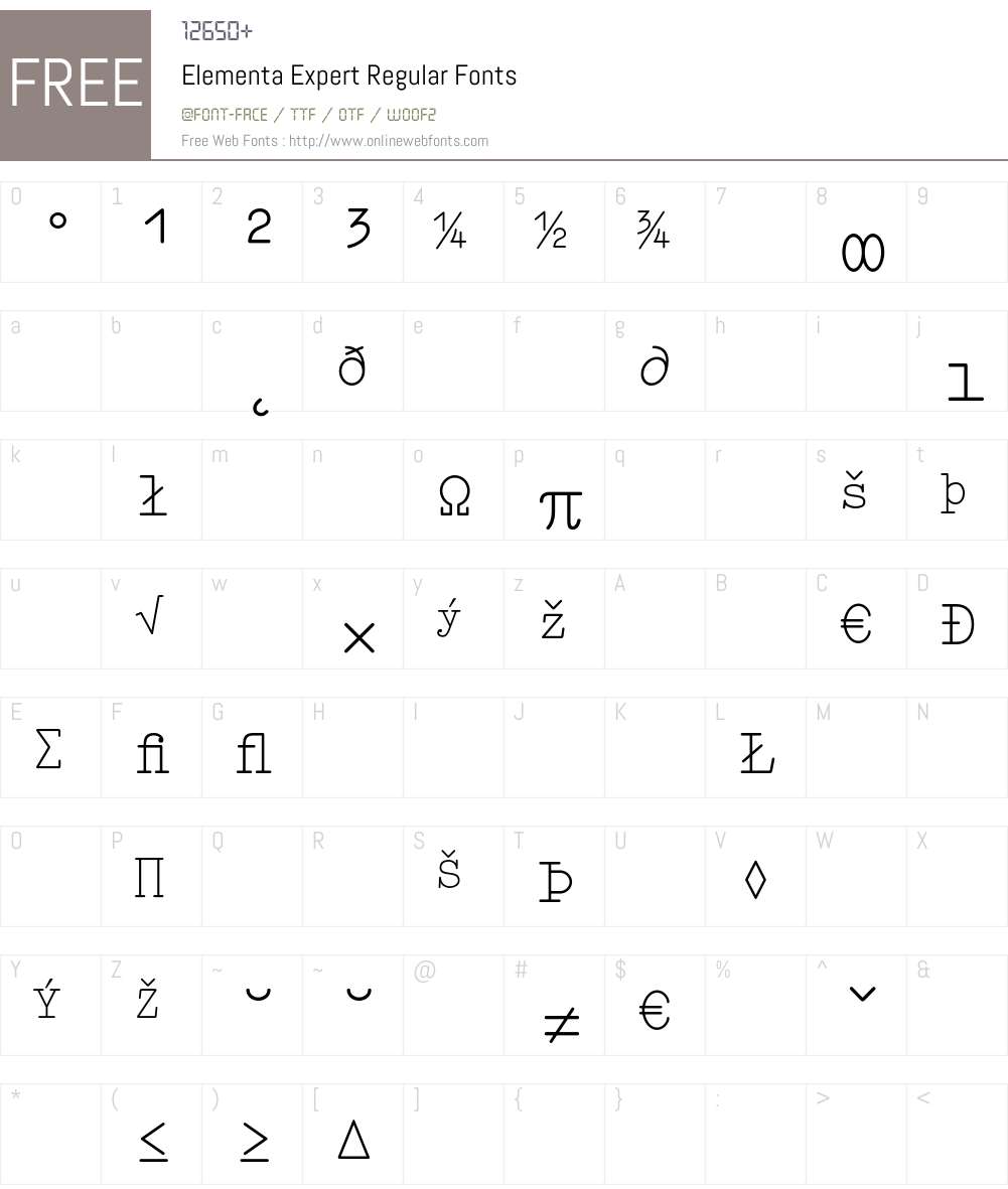 Elementa Expert Font Screenshots