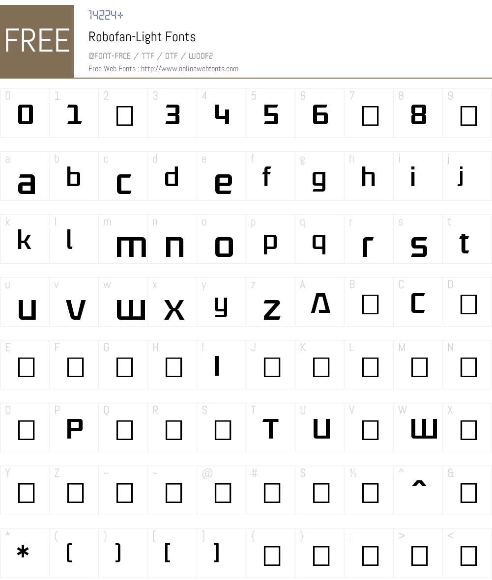 Robofan-Light Font Screenshots