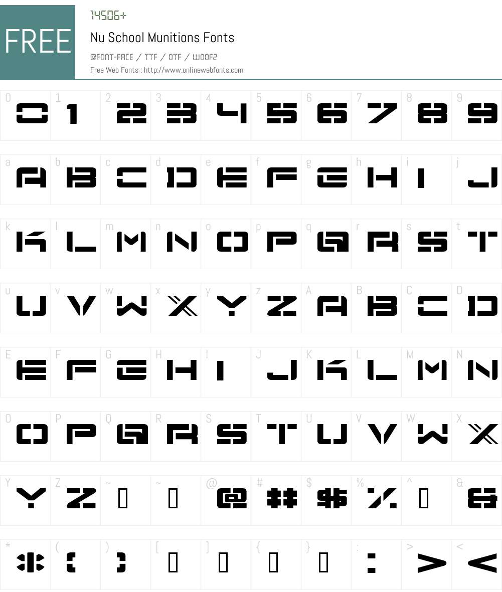 Nu School Munitions Font Screenshots