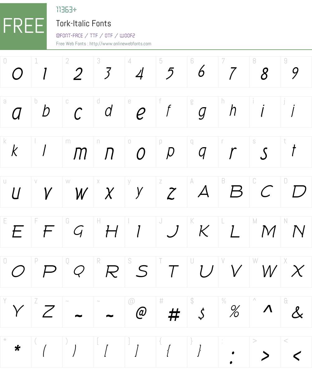 Tork Font Screenshots