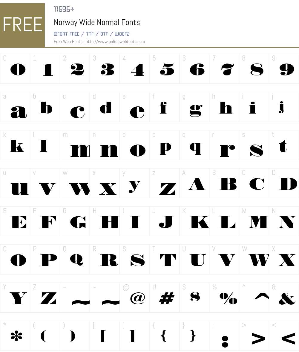 Norway Wide Font Screenshots
