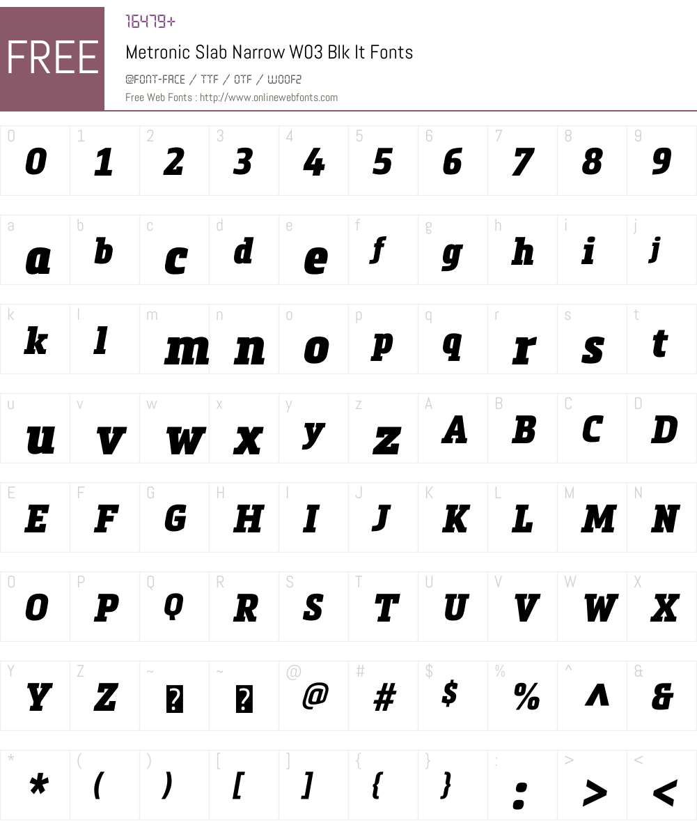 Metronic Slab Narrow Font Screenshots