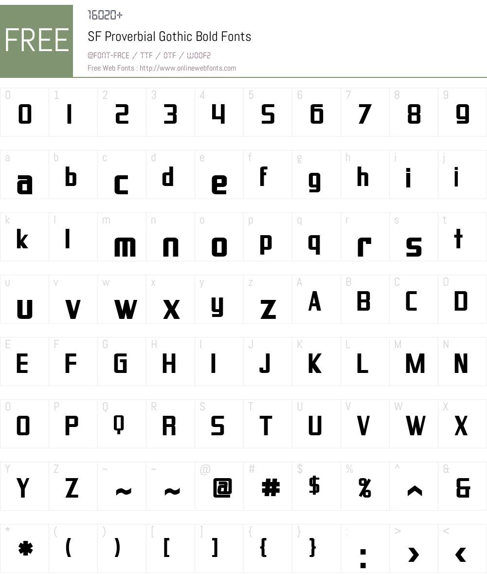 SF Proverbial Gothic Font Screenshots