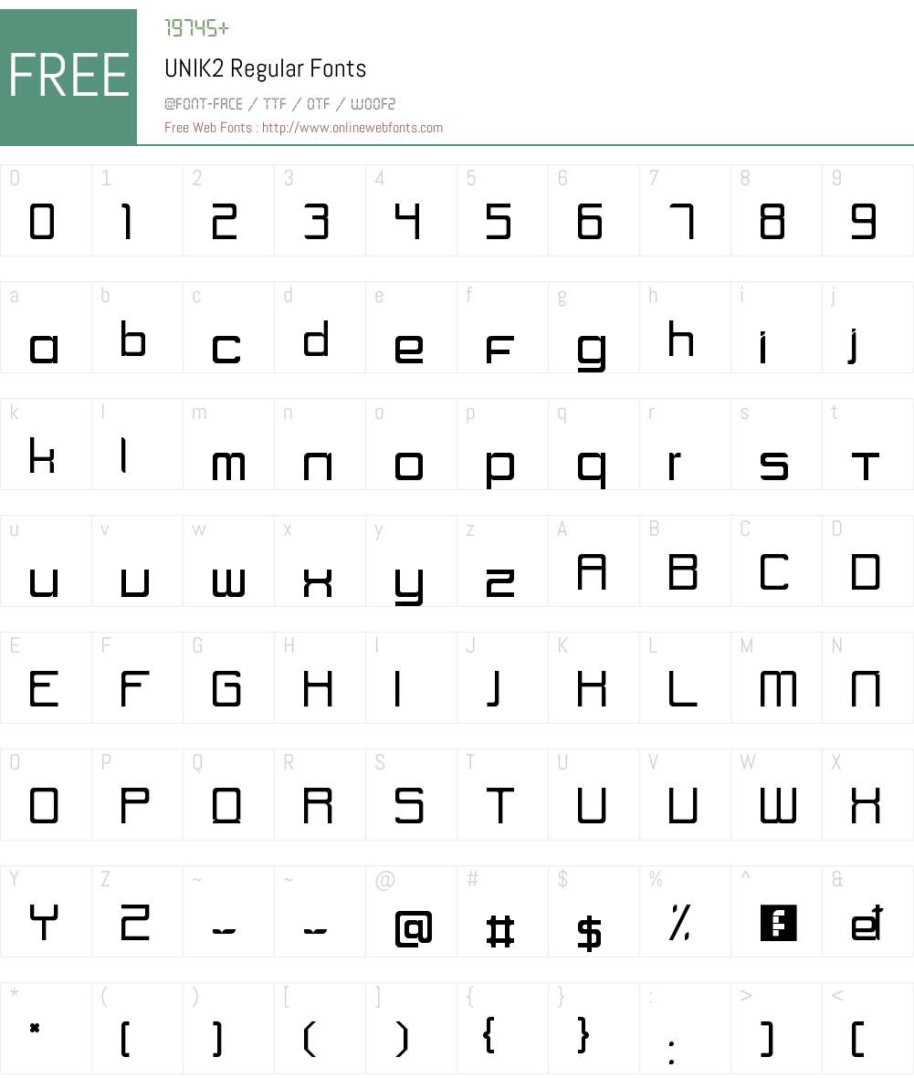 UNIK2 Font Screenshots