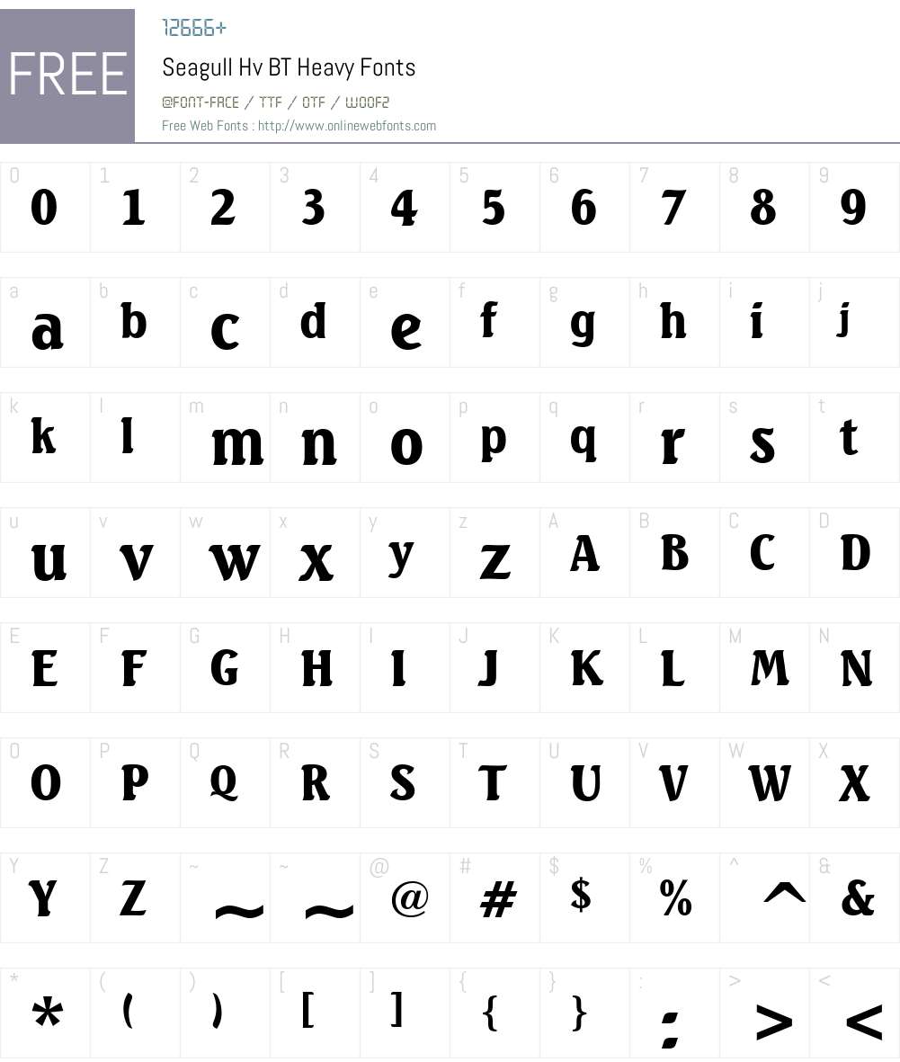 Seagull Hv BT Font Screenshots