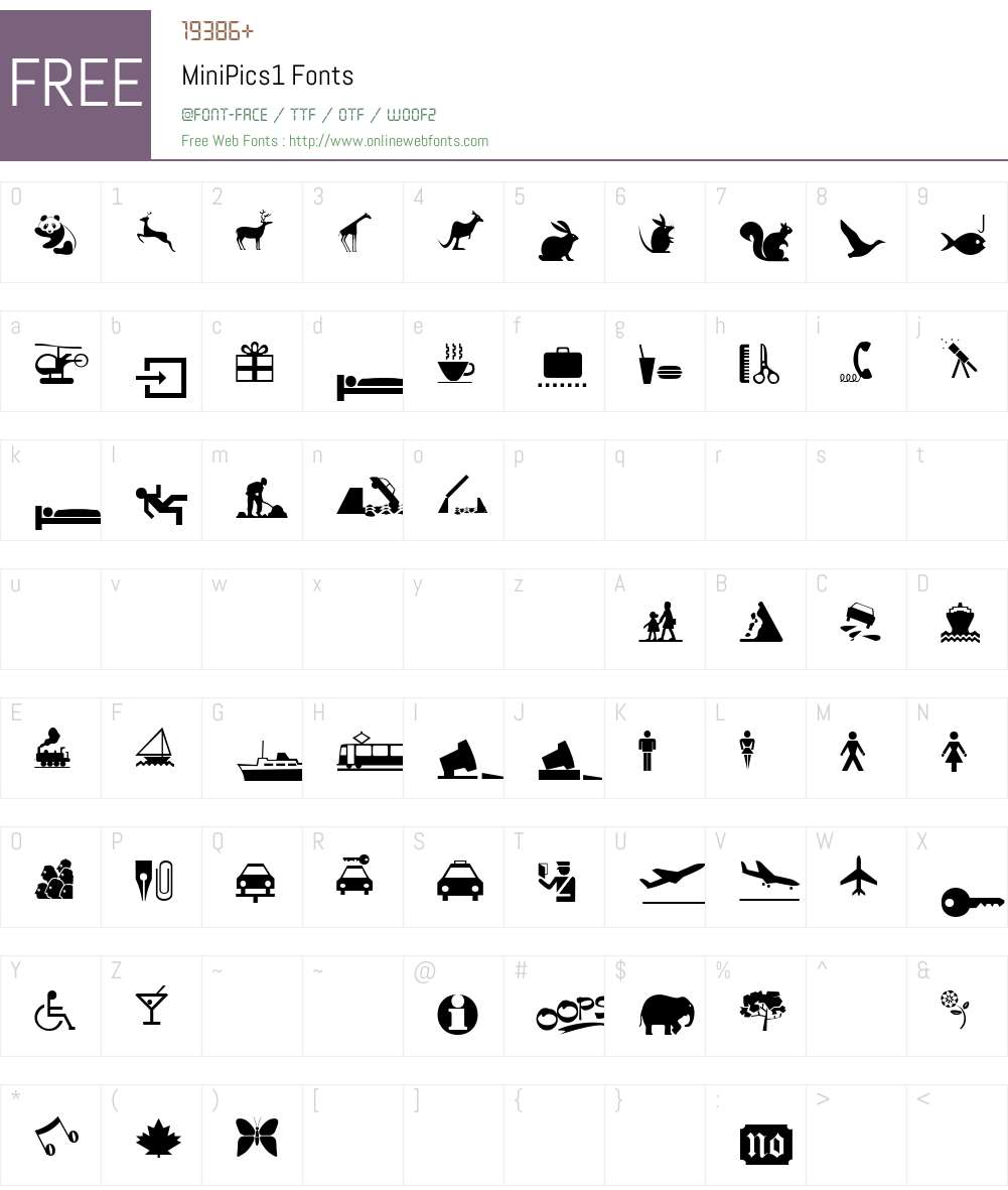 MiniPics1 Font Screenshots