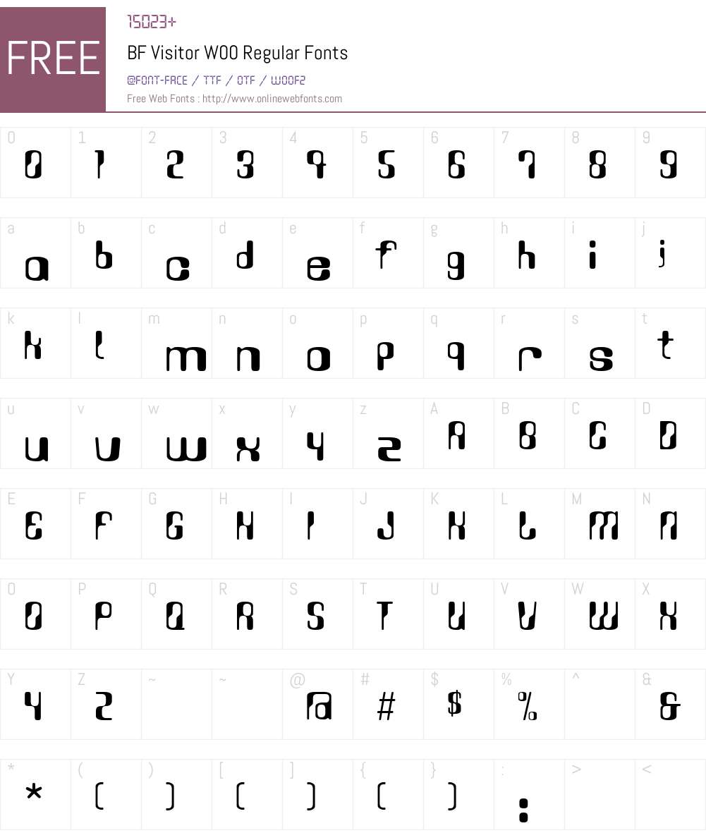 BFVisitorW00-Regular Font Screenshots