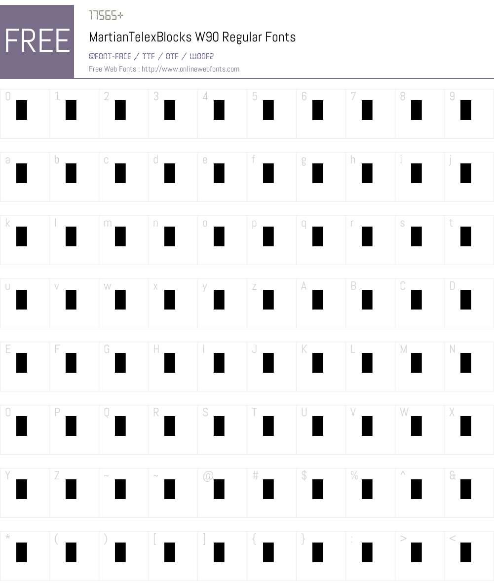 MartianTelexBlocksW90-Rg Font Screenshots