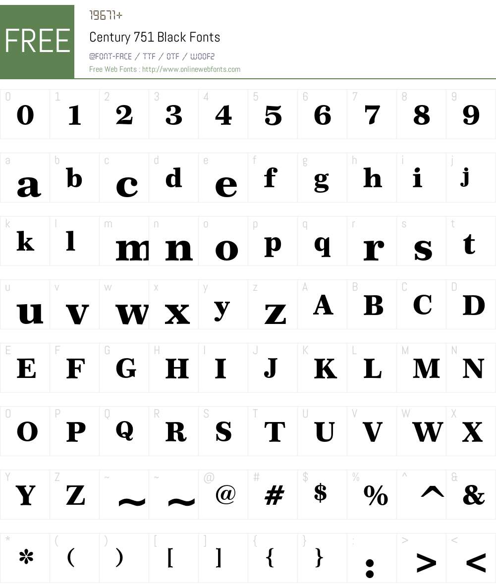 Century 751 Font Screenshots