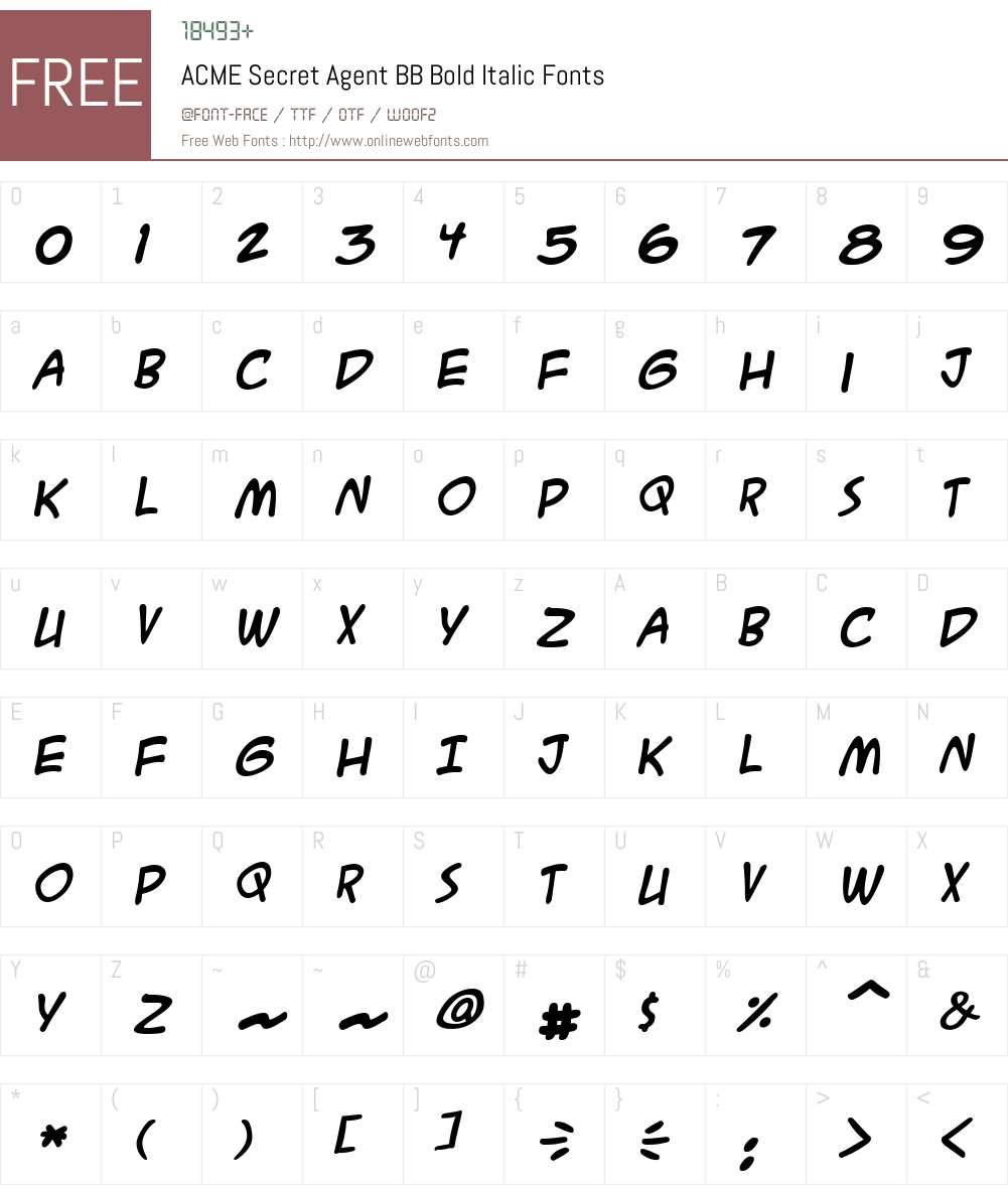 ACME Secret Agent BB Font Screenshots