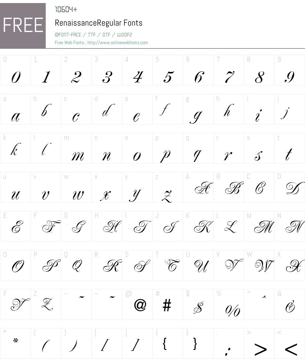RenaissanceRegular Font Screenshots