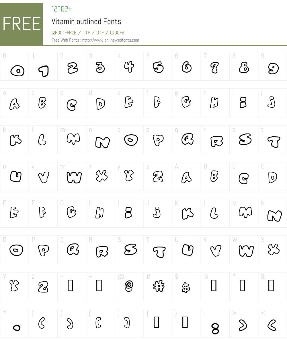 Vitamin outlined Font Screenshots